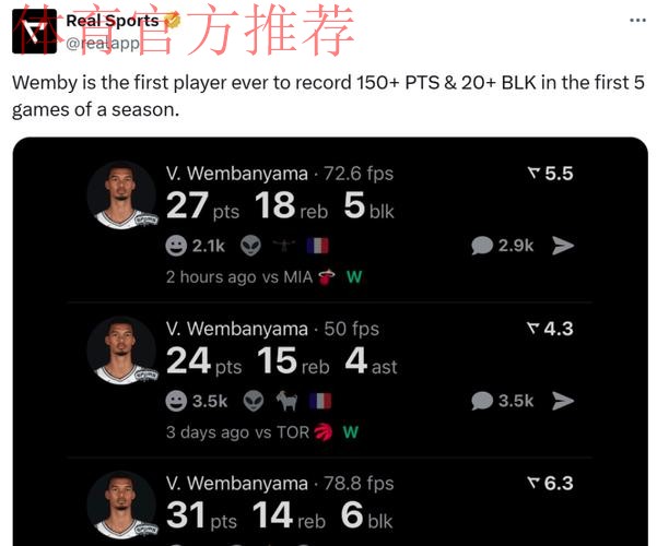 马刺主帅称维克托·文班亚马有望复出迎战雷霆